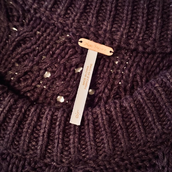 FREE PEOPLE Isla Cable Stitch Tunic Black Chunky Sweater Loose Fit Oversized Top - Picture 14 of 17